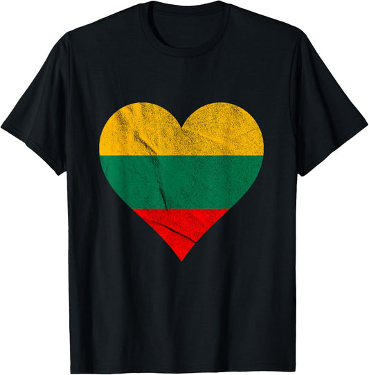 Lithuanian Heart Lithuanian Flag Lithuanian Roots T-Shirt - T-Shirt | Black