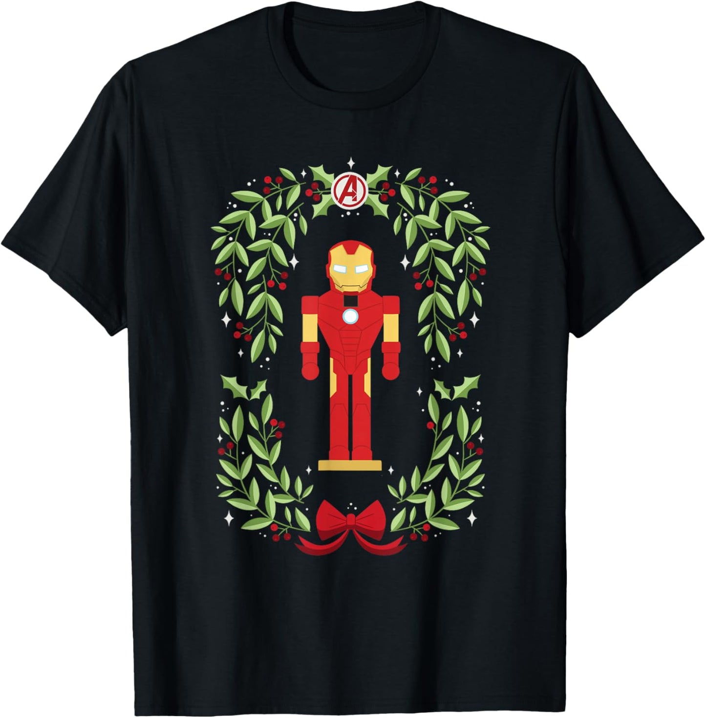 Marvel Holiday Christmas Avengers Holly Iron Man Nutcracker T-Shirt - T-Shirt | Black