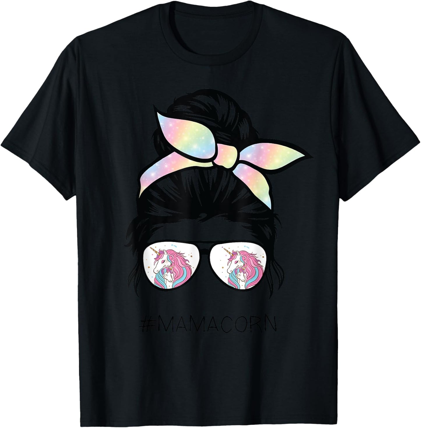 Funny Mamacorn Unicorn Costume Mom messy hair bun mother day T-Shirt - T-Shirt | Black