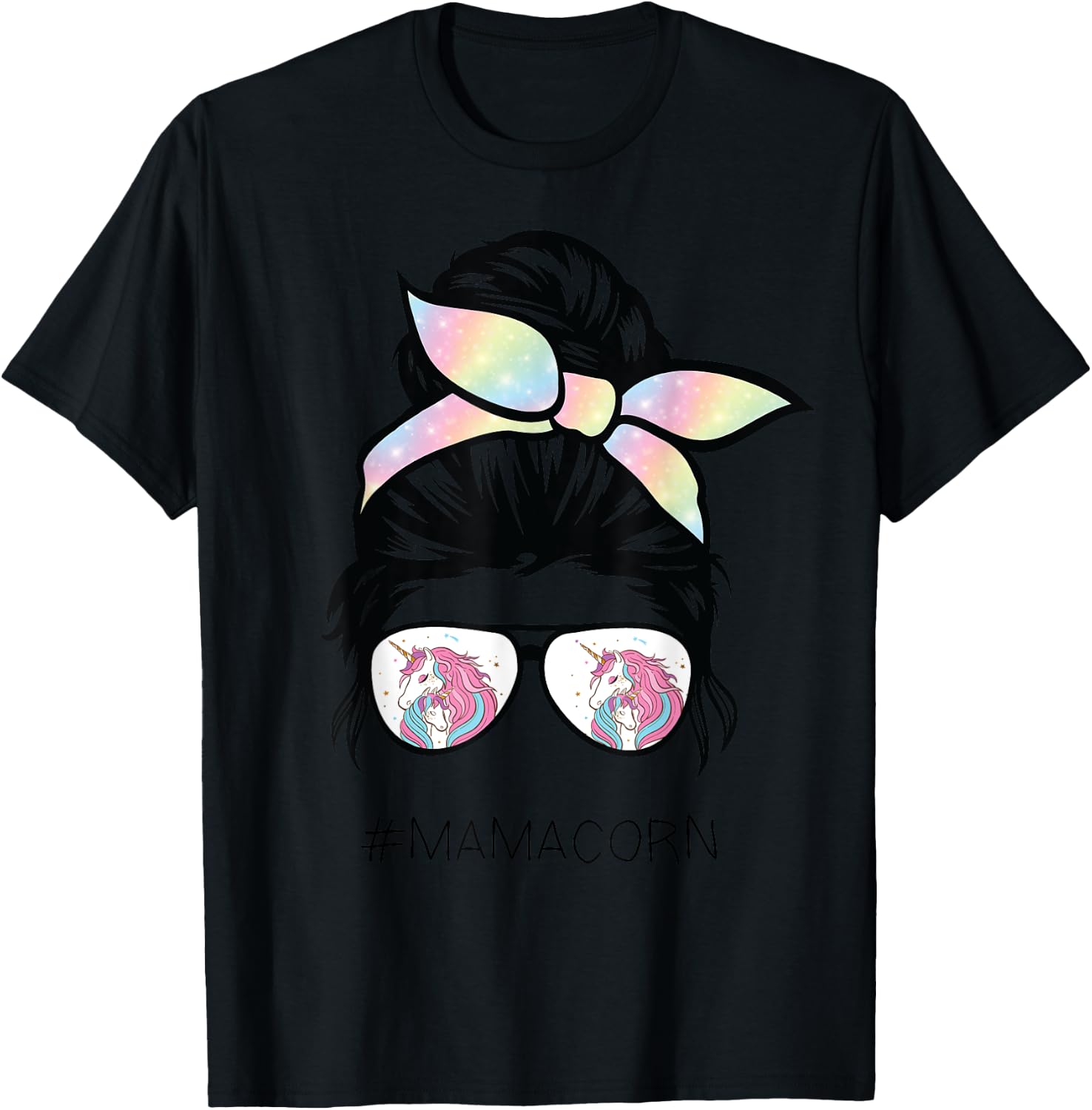 Funny Mamacorn Unicorn Costume Mom messy hair bun mother day T-Shirt - T-Shirt | Black