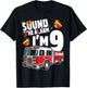 Fire Truck 9th Birthday Boy Firefighter 9 Year Old T-Shirt - T-Shirt | Black