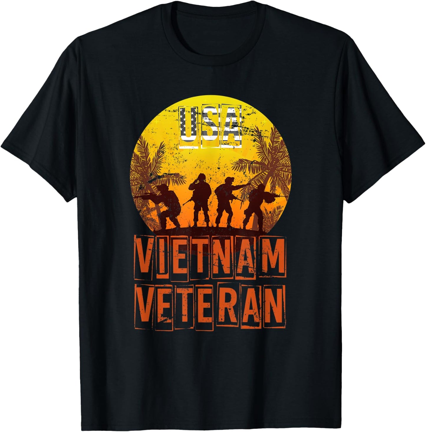 USA Patriotic Vietnam Veteran Women Men T-Shirt - T-Shirt | Black