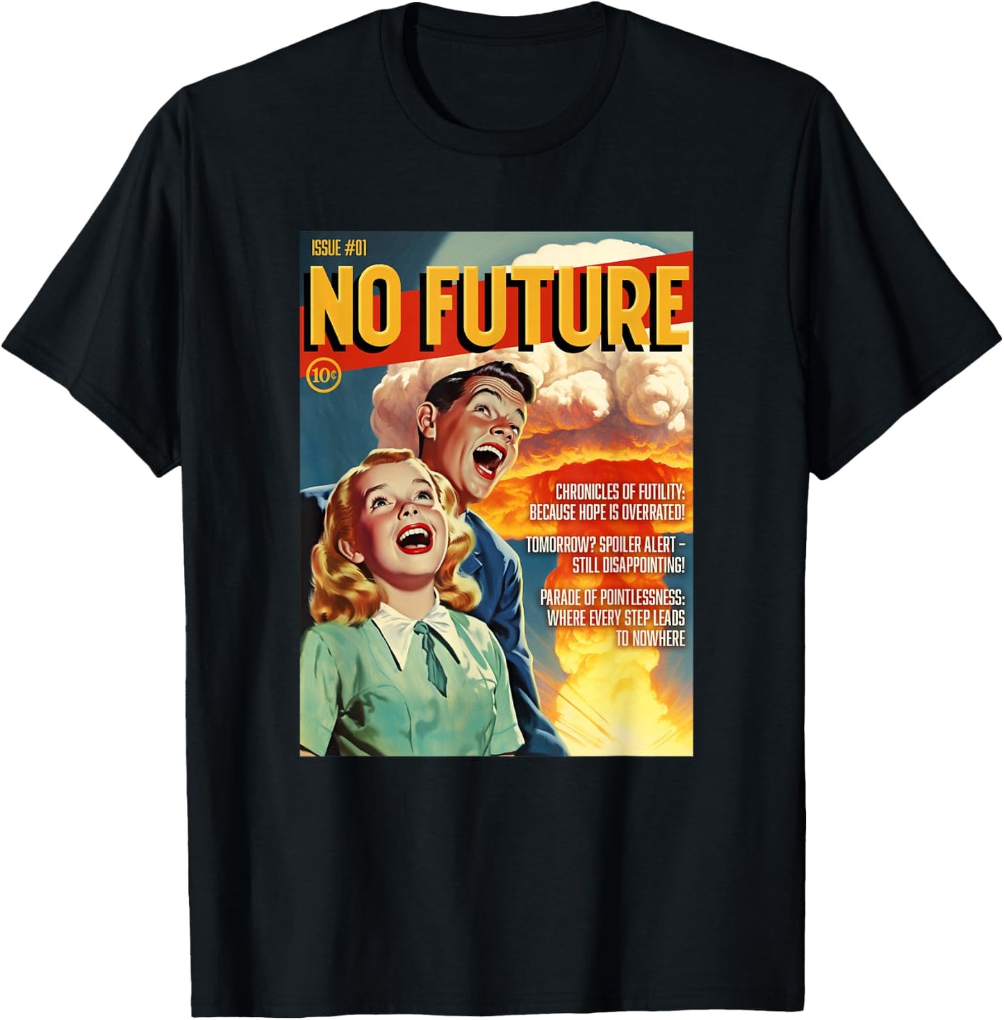No Future 1950s Horror Comic Cover T-Shirt - T-Shirt | Black