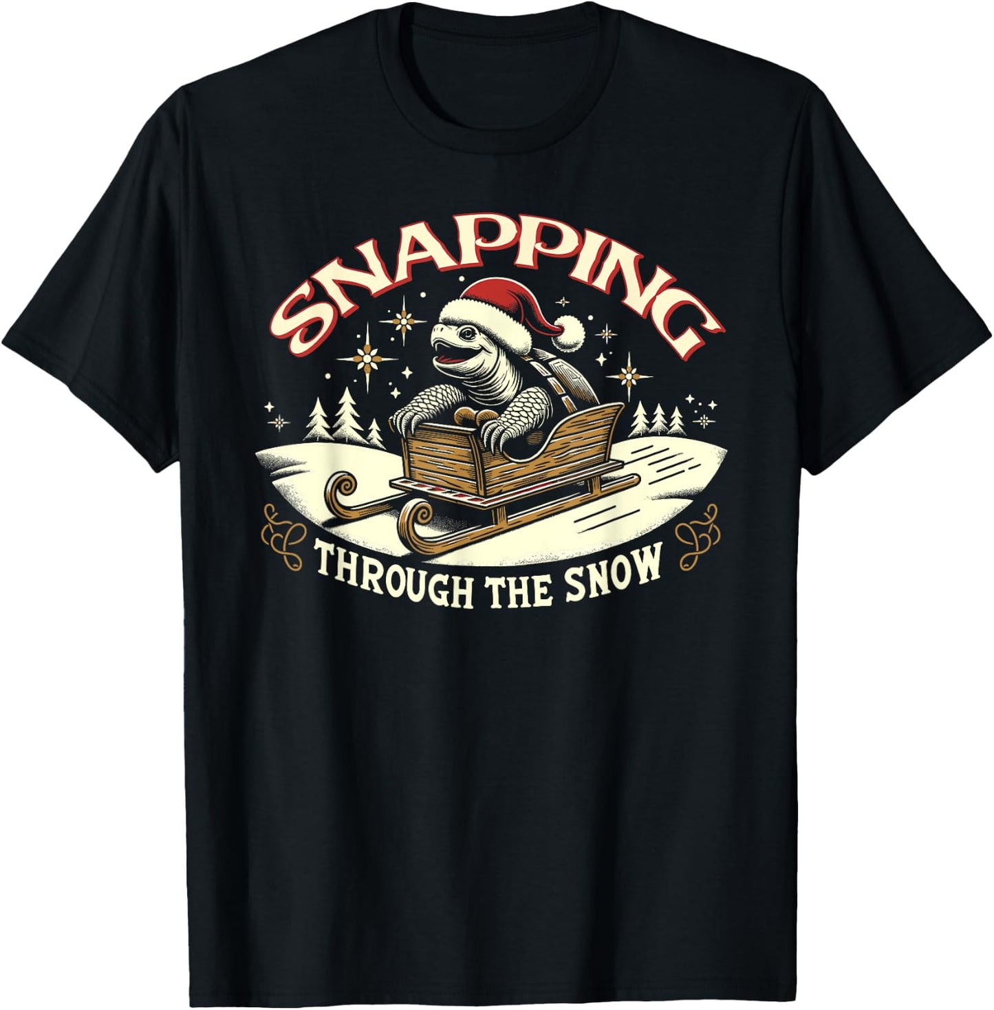Snapping Turtle Santa Christmas T-Shirt - T-Shirt | Black