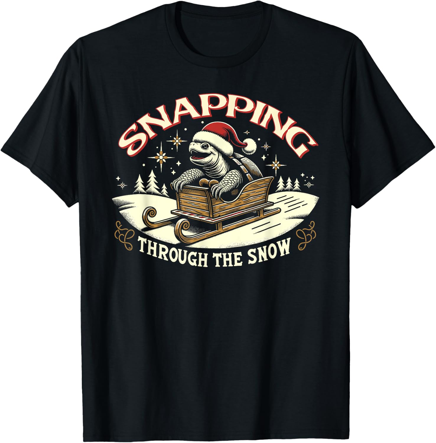 Snapping Turtle Santa Christmas T-Shirt - T-Shirt | Black