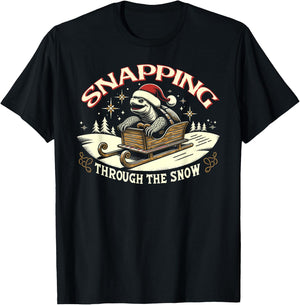 Snapping Turtle Santa Christmas T-Shirt - T-Shirt | Black