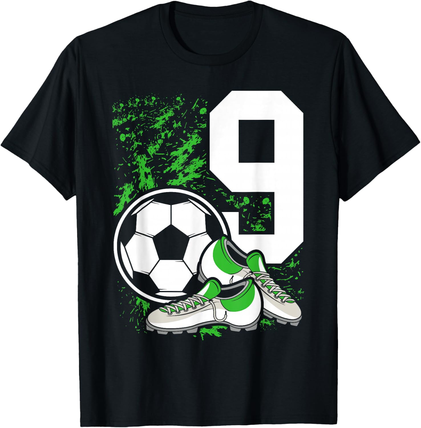 9th Birthday Boys 9 Years Soccer Football Player Birthday T-Shirt - T-Shirt | Black
