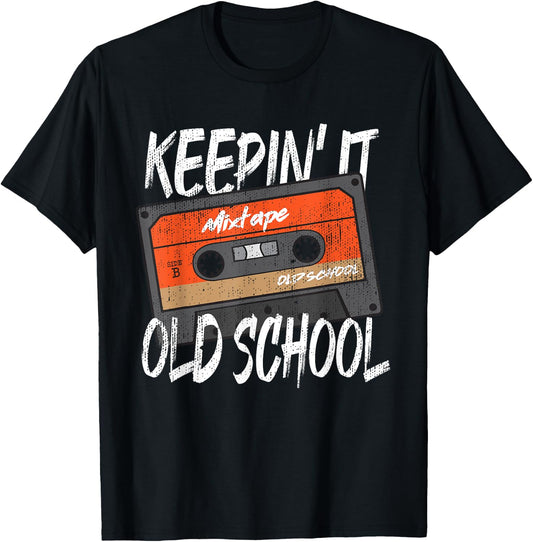 Old School Hip Hop 80s 90s Vintage Mixtape Cassette Tape T-Shirt - T-Shirt | Black