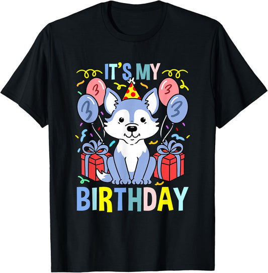Its My 3rd Birthday Wolf T-Shirt - T-Shirt | Black