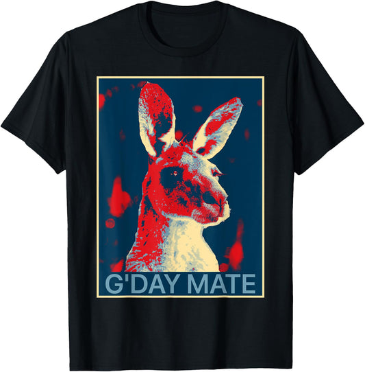 Australia G'Day Mate Shirt Funny Kangaroo Australian Symbol T-Shirt - T-Shirt | Black