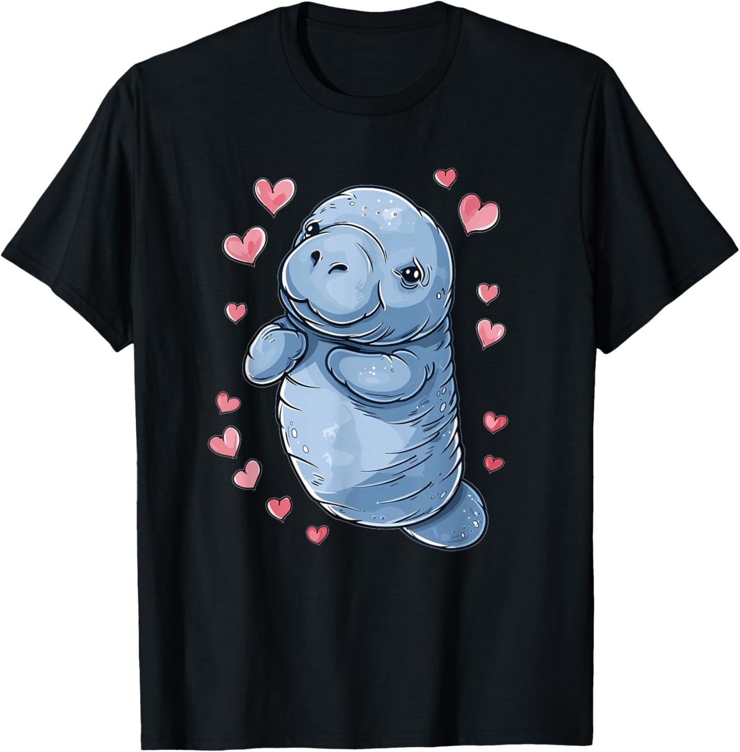 Cute Heart Manatee T-Shirt - T-Shirt | Black