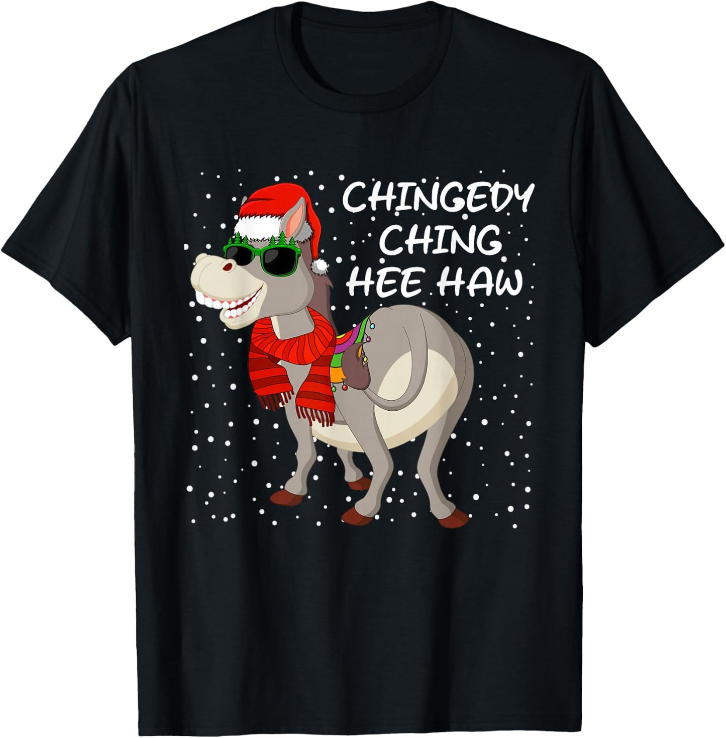 Christmas Donkey Italian Xmas Funny Donkey Lover Pajamas T-Shirt - T-Shirt | Black