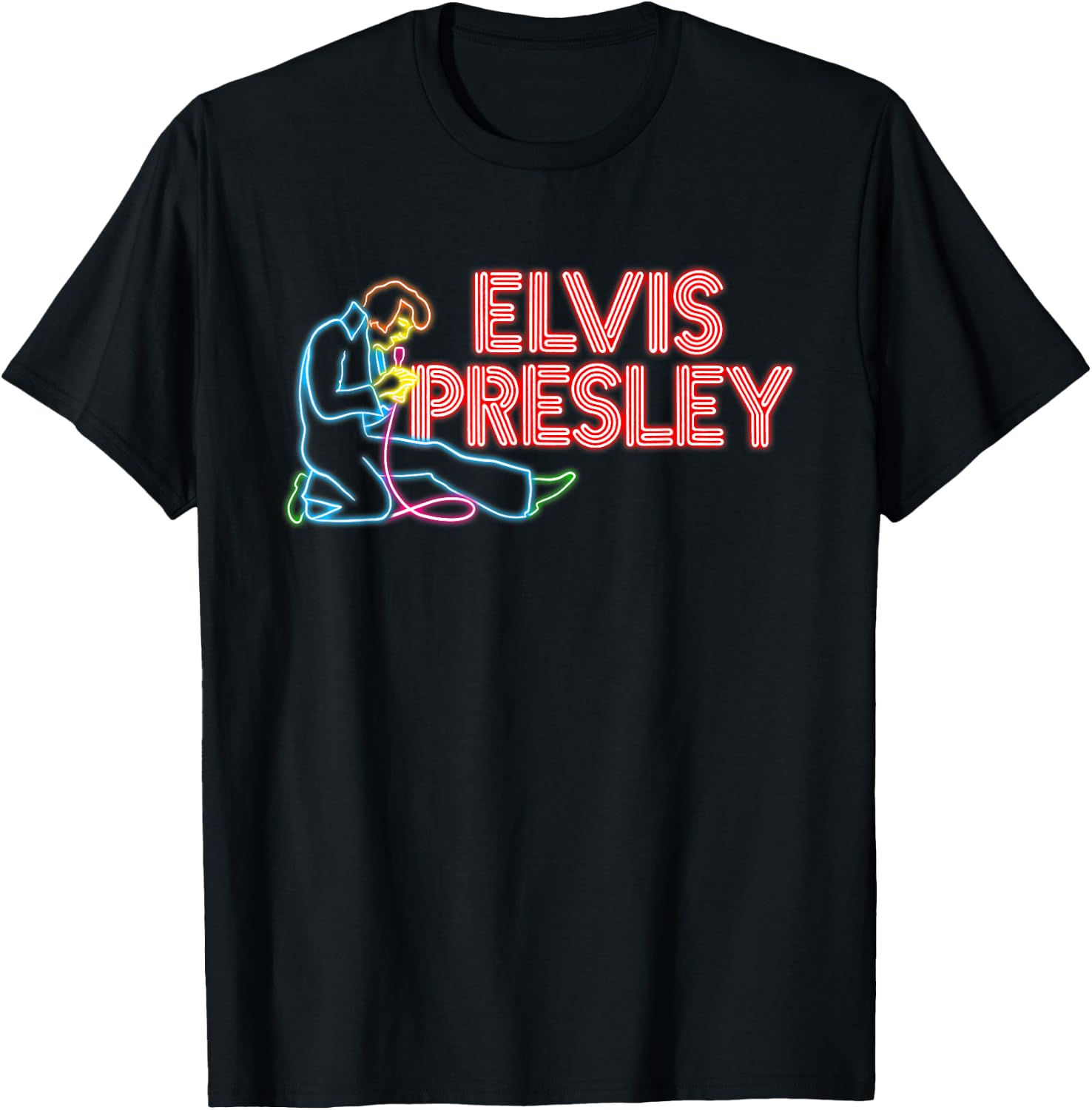 Elvis Presley Official Elvis Neon Sign T-Shirt - T-Shirt | Black