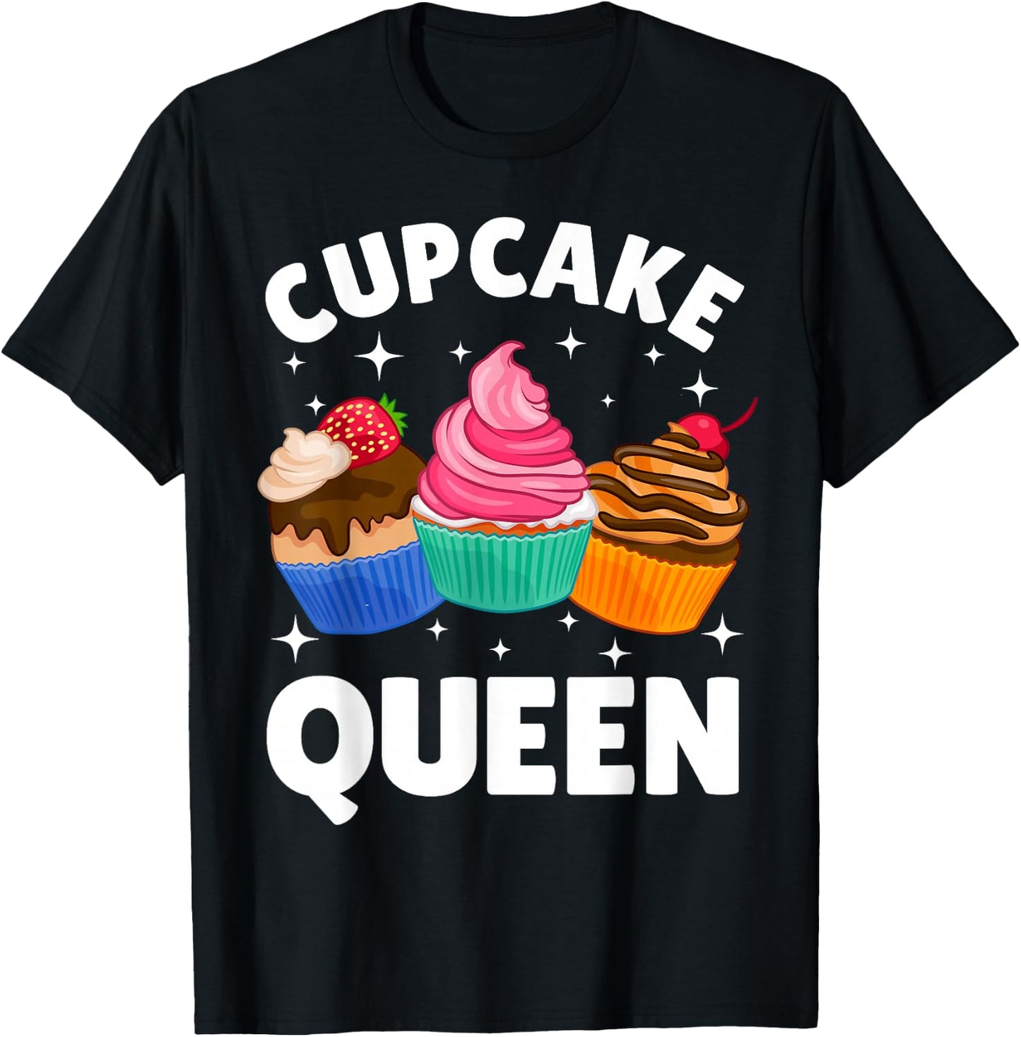 Funny Cupcake Queen Design Girls Cupcake Lovers T-Shirt - T-Shirt | Black