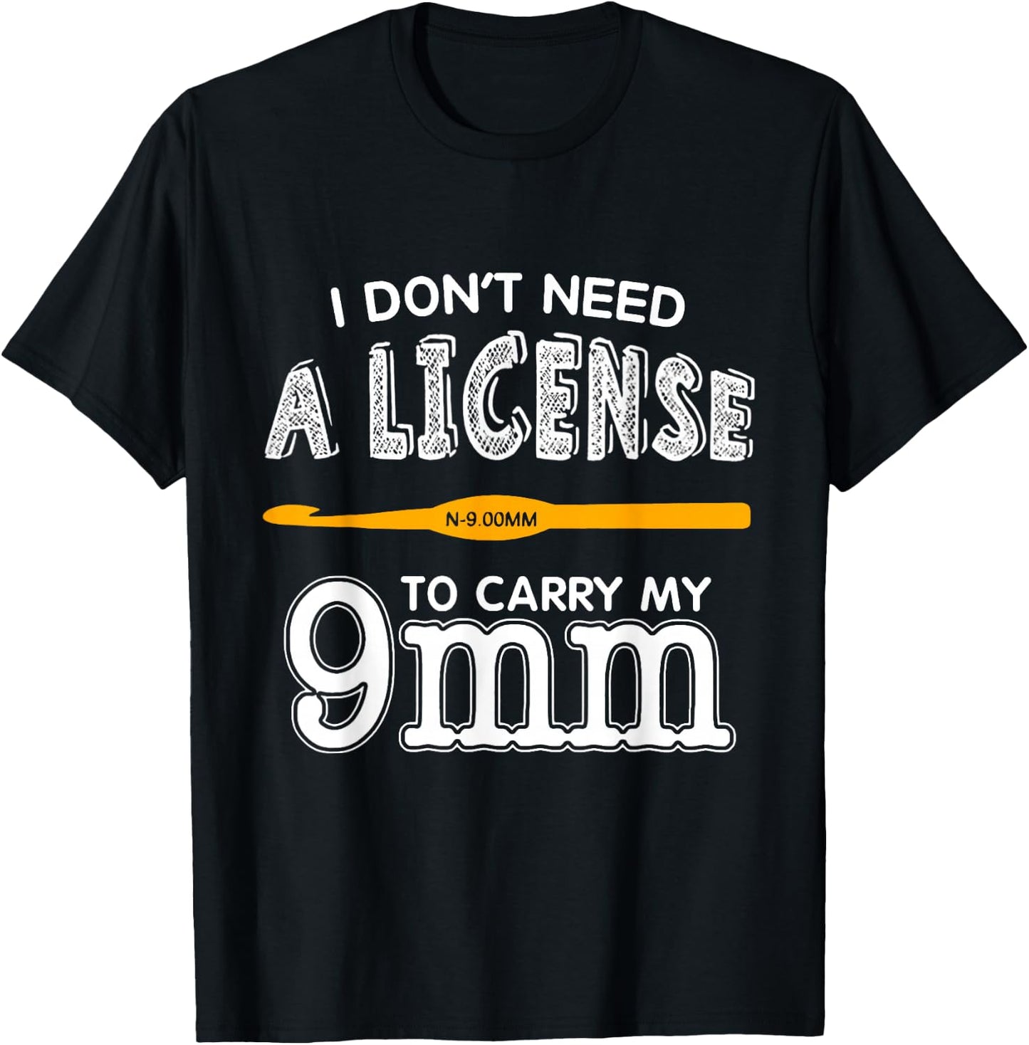 Funny 9mm Hook Knitting Crochet Yarn Craft Lover Gift T-Shirt - T-Shirt | Black