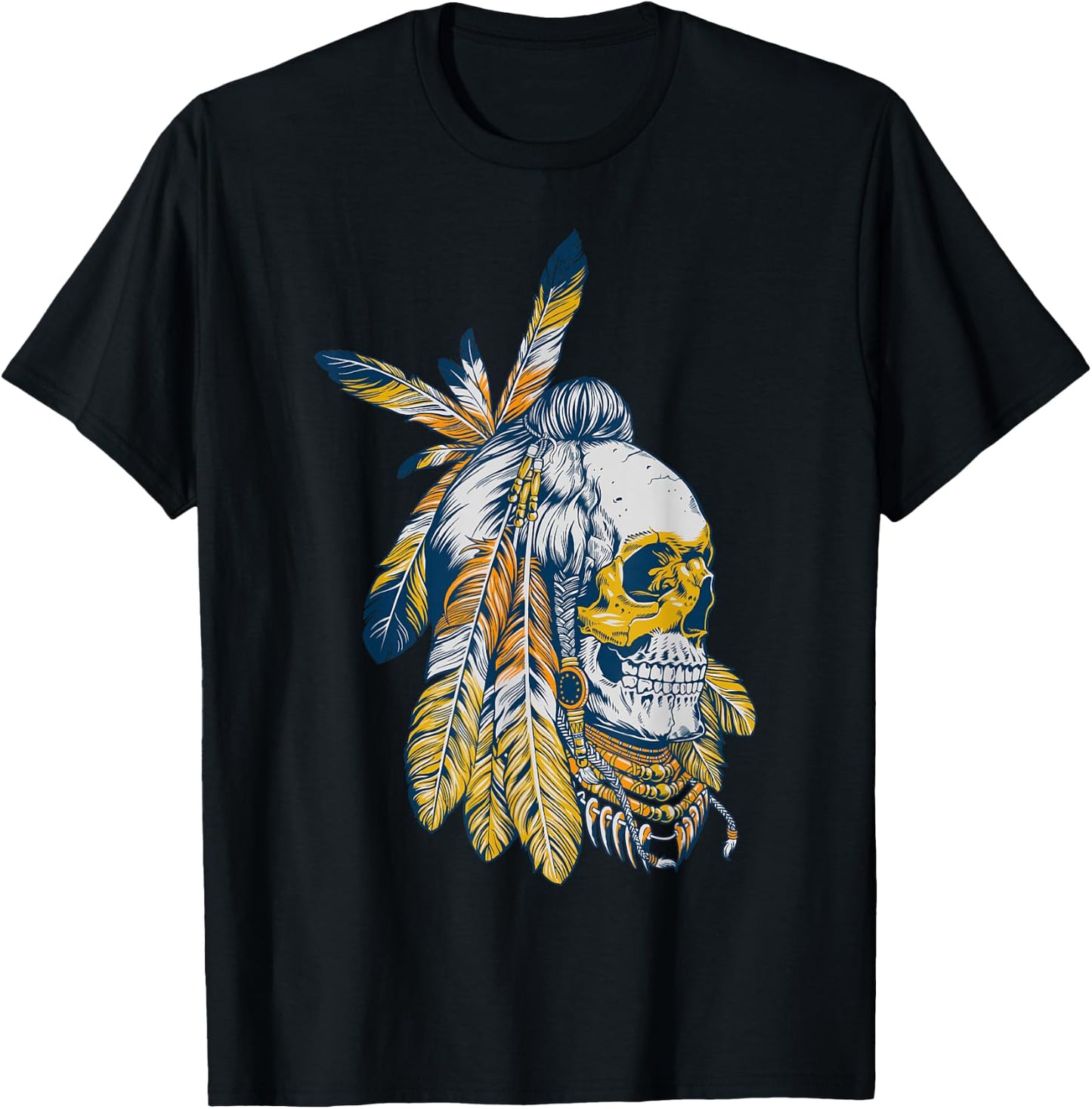 American Motorcycle Skull Native Indian Eagle Chief Vintage T-Shirt - T-Shirt | Black