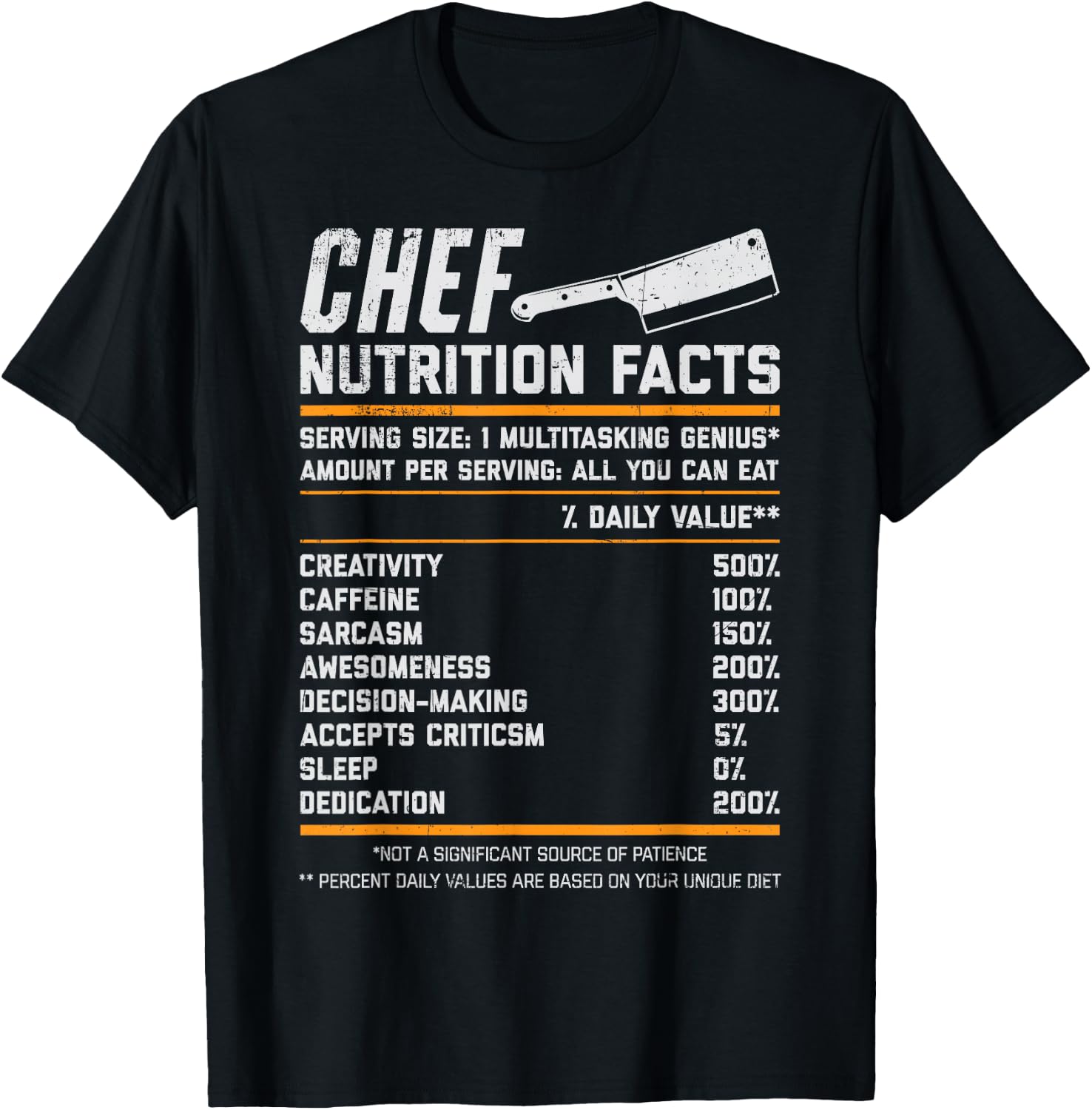 Chef Nutrition Facts Funny Cook Men Women Vintage Cooking T-Shirt - T-Shirt | Black