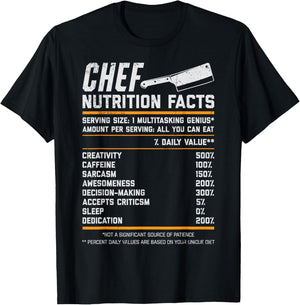 Chef Nutrition Facts Funny Cook Men Women Vintage Cooking T-Shirt - T-Shirt | Black