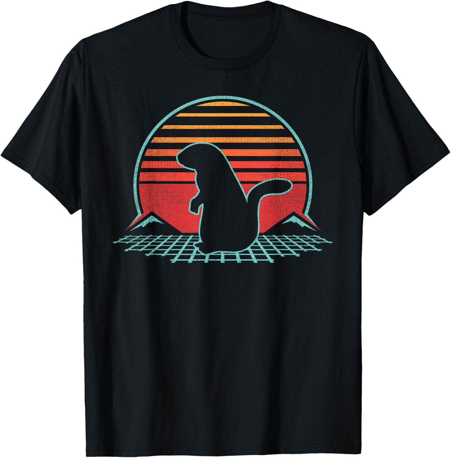 Groundhog Day Animal Retro Vintage 80s Style T-Shirt - T-Shirt | Black