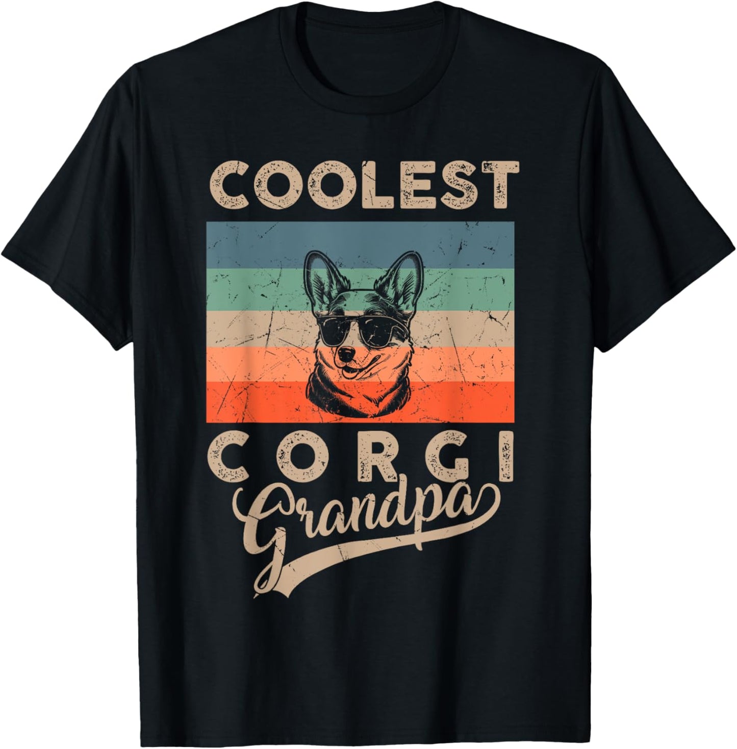 Coolest Corgi Grandpa Gifts Funny Dog Grandpa Retro T-Shirt - T-Shirt | Black