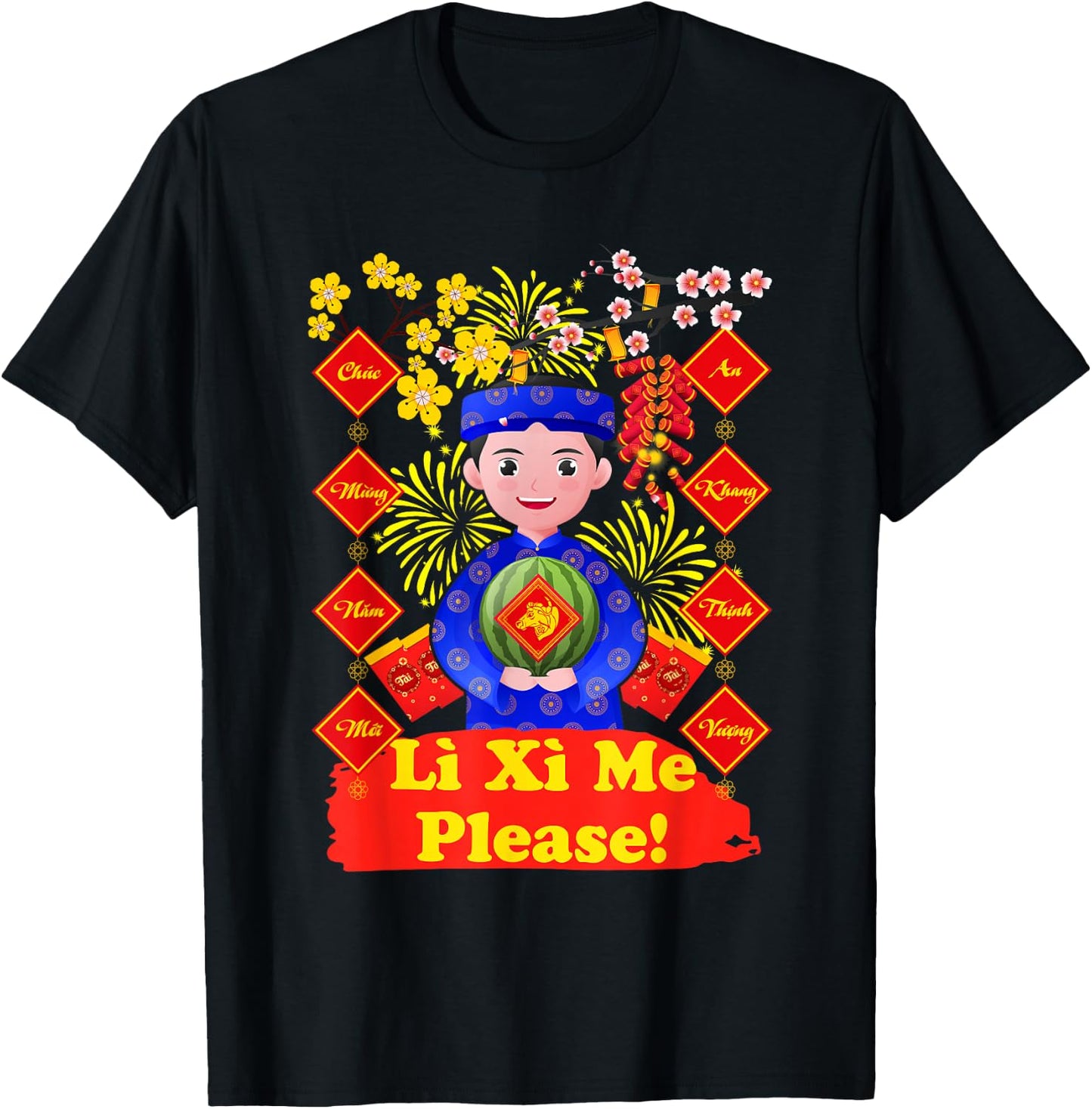 Li Xi Me Please, Boy Kid Vietnamese Lunar New Year 2022 T-Shirt - T-Shirt | Black