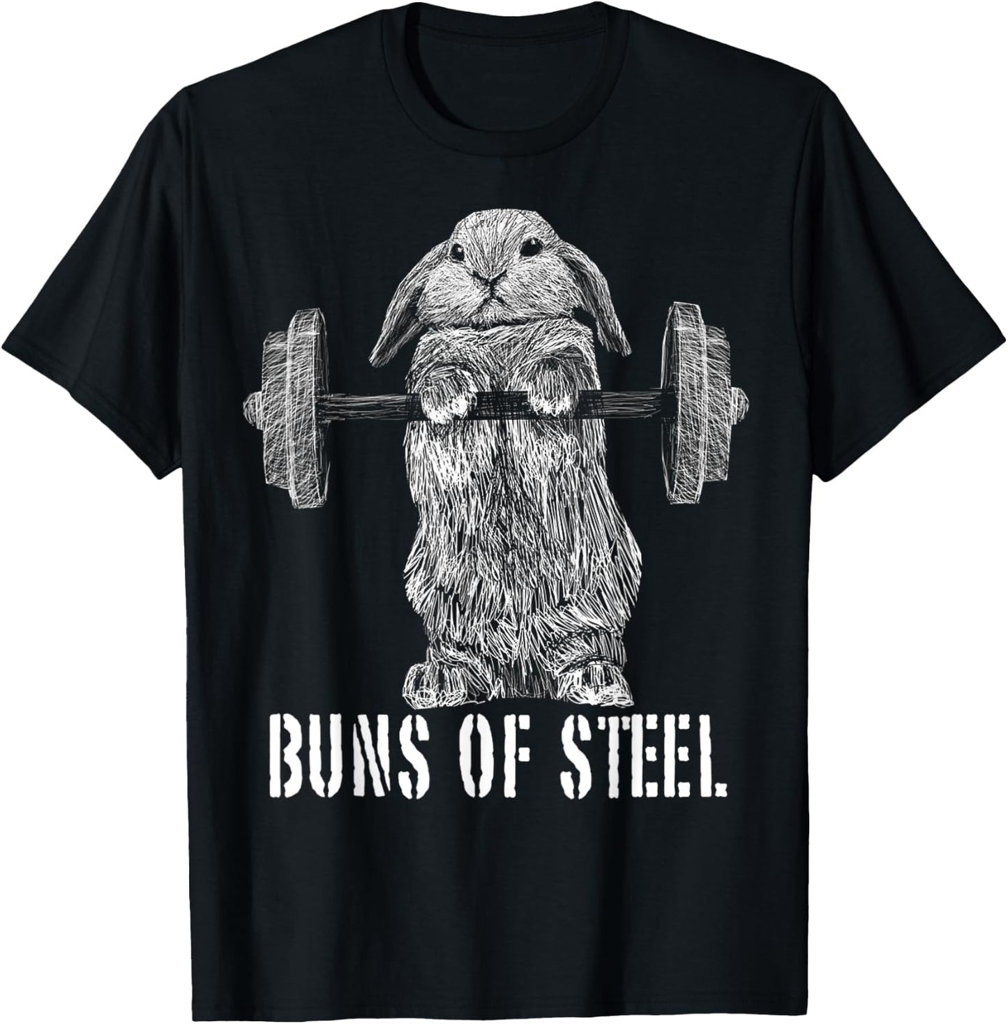 Funny Workout Buns Of Steel Bunny Rabbit Gym Squat Gift T-Shirt - T-Shirt | Black