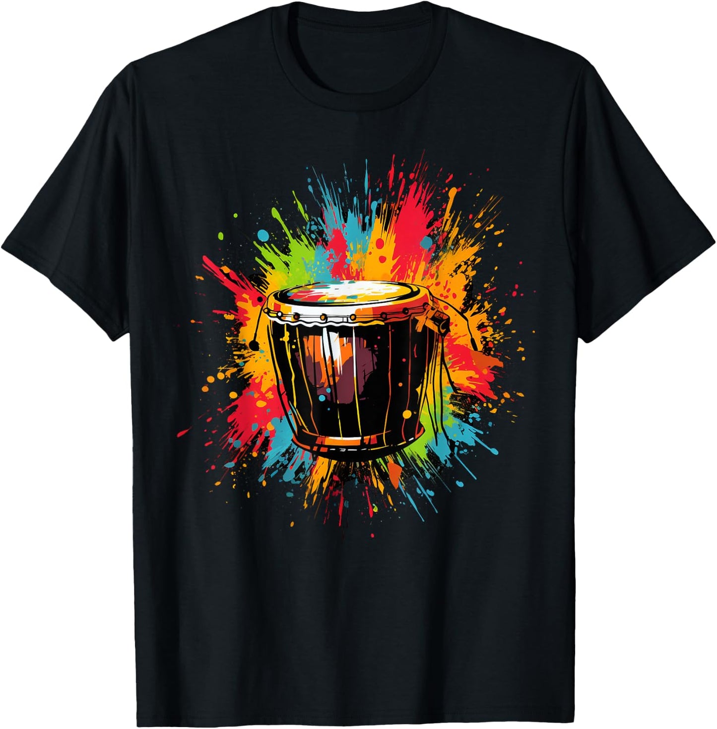 Djembe instrument on colorful painted Djembe T-Shirt - T-Shirt | Black