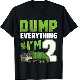 Recycling Trash 2 Year Old Garbage Truck 2nd Birthday Boy T-Shirt - T-Shirt | Black