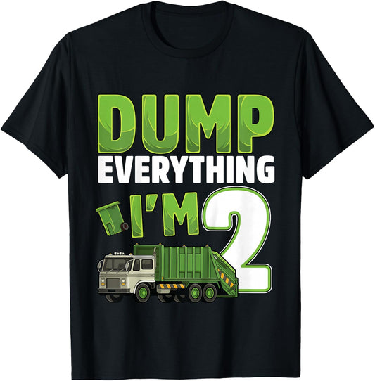 Recycling Trash 2 Year Old Garbage Truck 2nd Birthday Boy T-Shirt - T-Shirt | Black