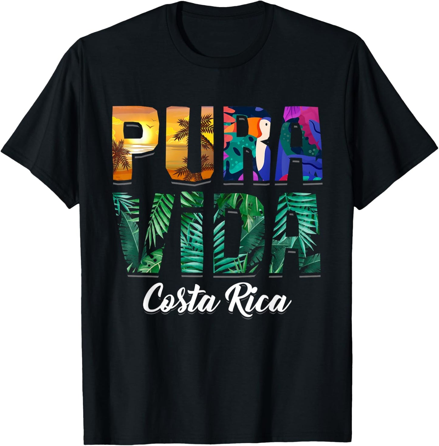 Pura Vida Costa Rica Souvenir - Cool Central America Travel T-Shirt - T-Shirt | Black
