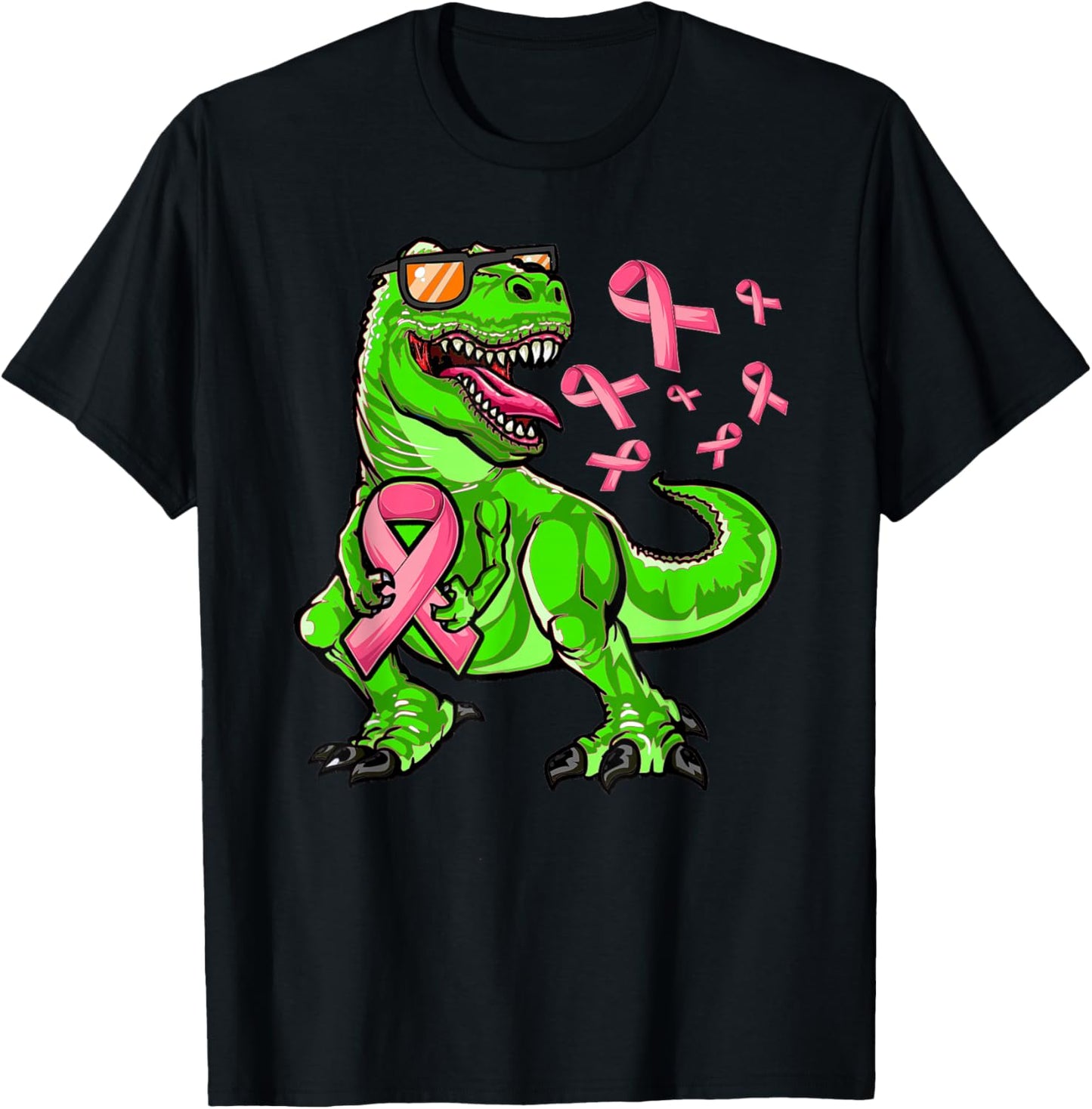 Breast Cancer T-Rex Dinosaur, Boys Breast Cancer Awareness T-Shirt - T-Shirt | Black
