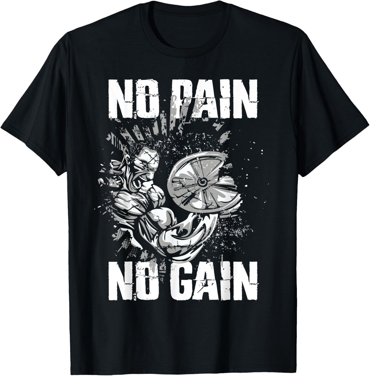 Gym Fitness and Bodybuilding Shirts No Pain No Gain T-Shirt - T-Shirt | Black