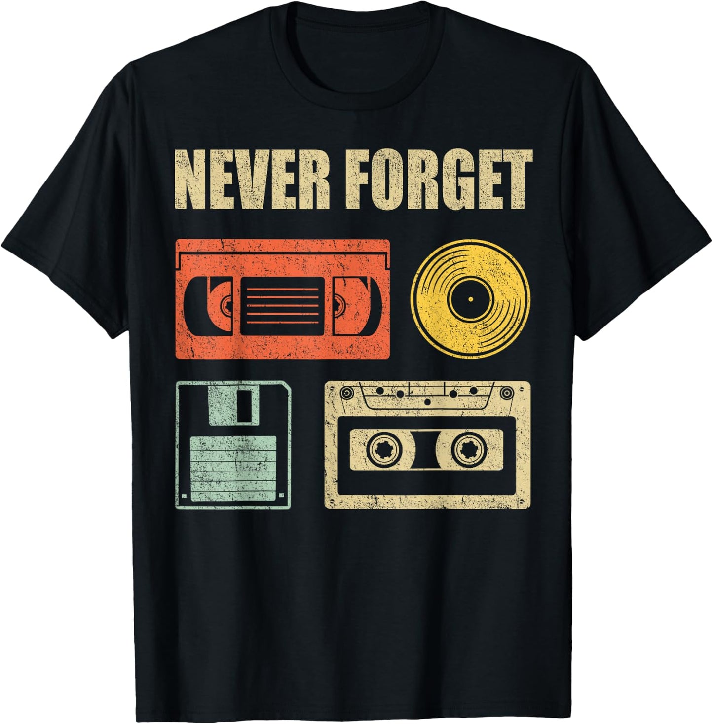 Never Forget Audio Cassette 70s 80s 90s Funny Gift Shirt T-Shirt - T-Shirt | Black