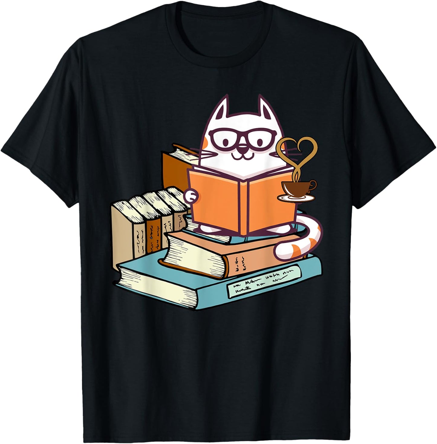 Kittens Cats Tea And Read Books Cat Lover Reading Gifts Girl T-Shirt - T-Shirt | Black