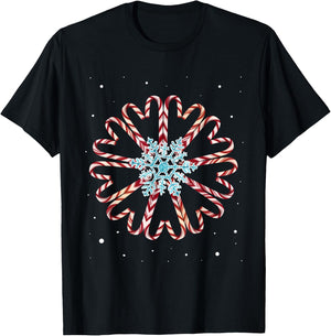 Christmas Pajamas Snow Snowflake Xmas Gift Candy canes T-Shirt - T-Shirt | Black