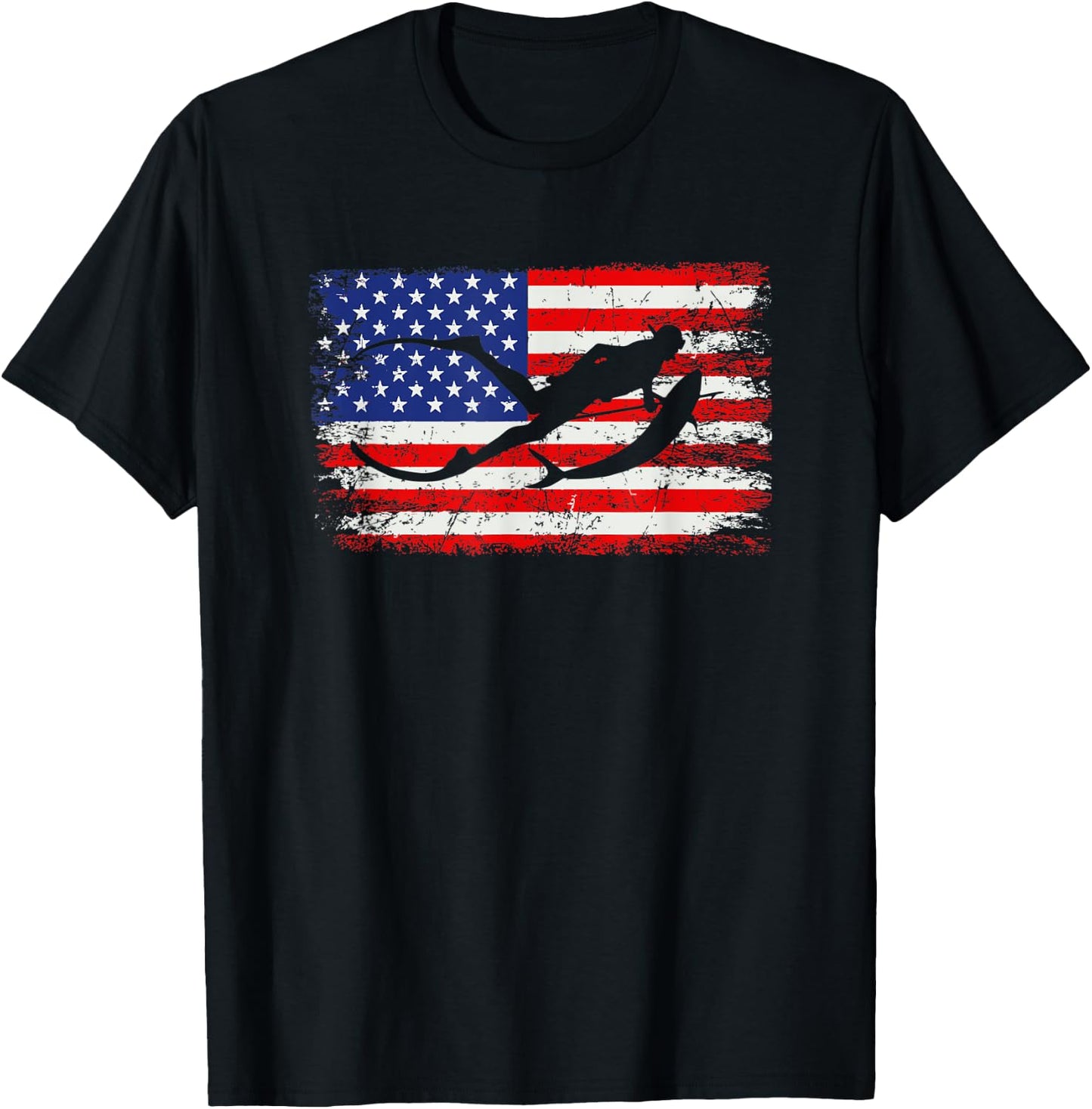 Spearfishing American flag, spear fishing Women Kids Men T-Shirt - T-Shirt | Black