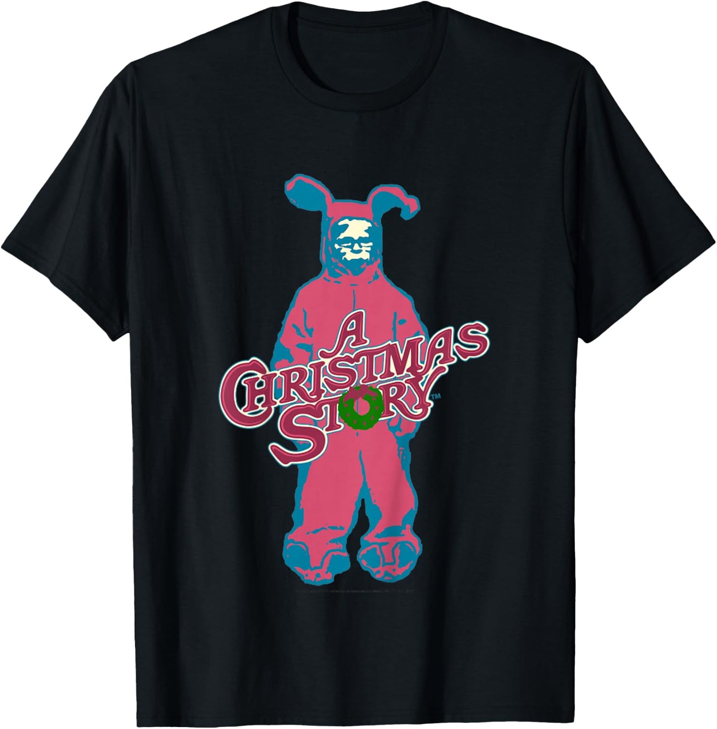 Kids A Christmas Story Ralphie Pink Bunny Suit Logo T-Shirt - T-Shirt | Black