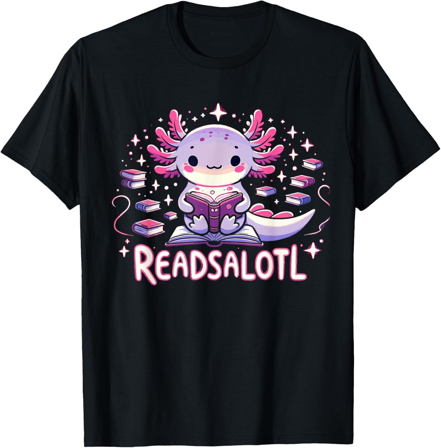 Axolotl Books Readsalotl Reading Bookworm Boys Girls Kids T-Shirt - T-Shirt | Black