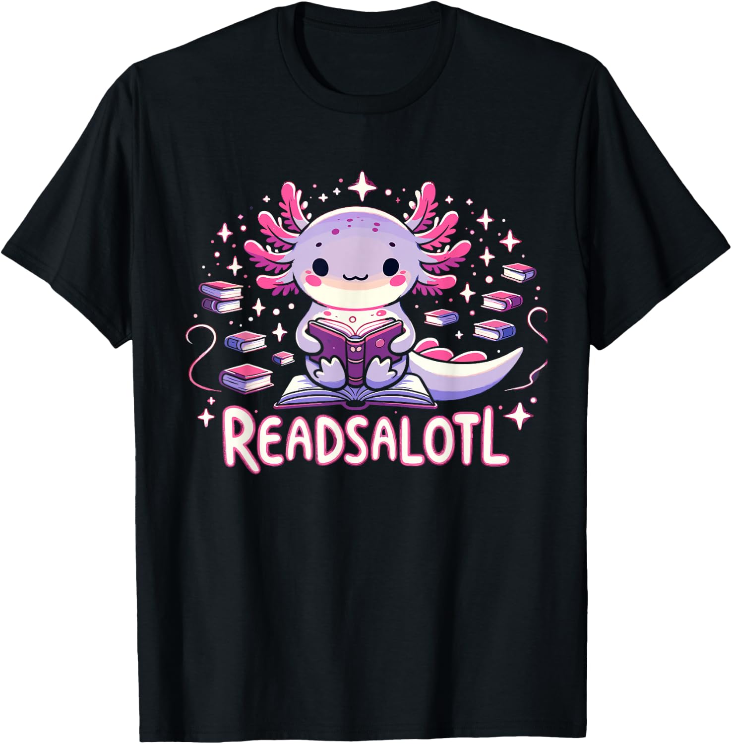 Axolotl Books Readsalotl Reading Bookworm Boys Girls Kids T-Shirt - T-Shirt | Black