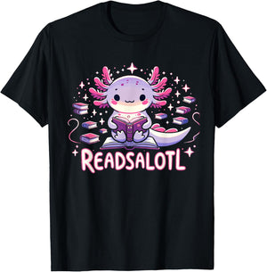 Axolotl Books Readsalotl Reading Bookworm Boys Girls Kids T-Shirt - T-Shirt | Black