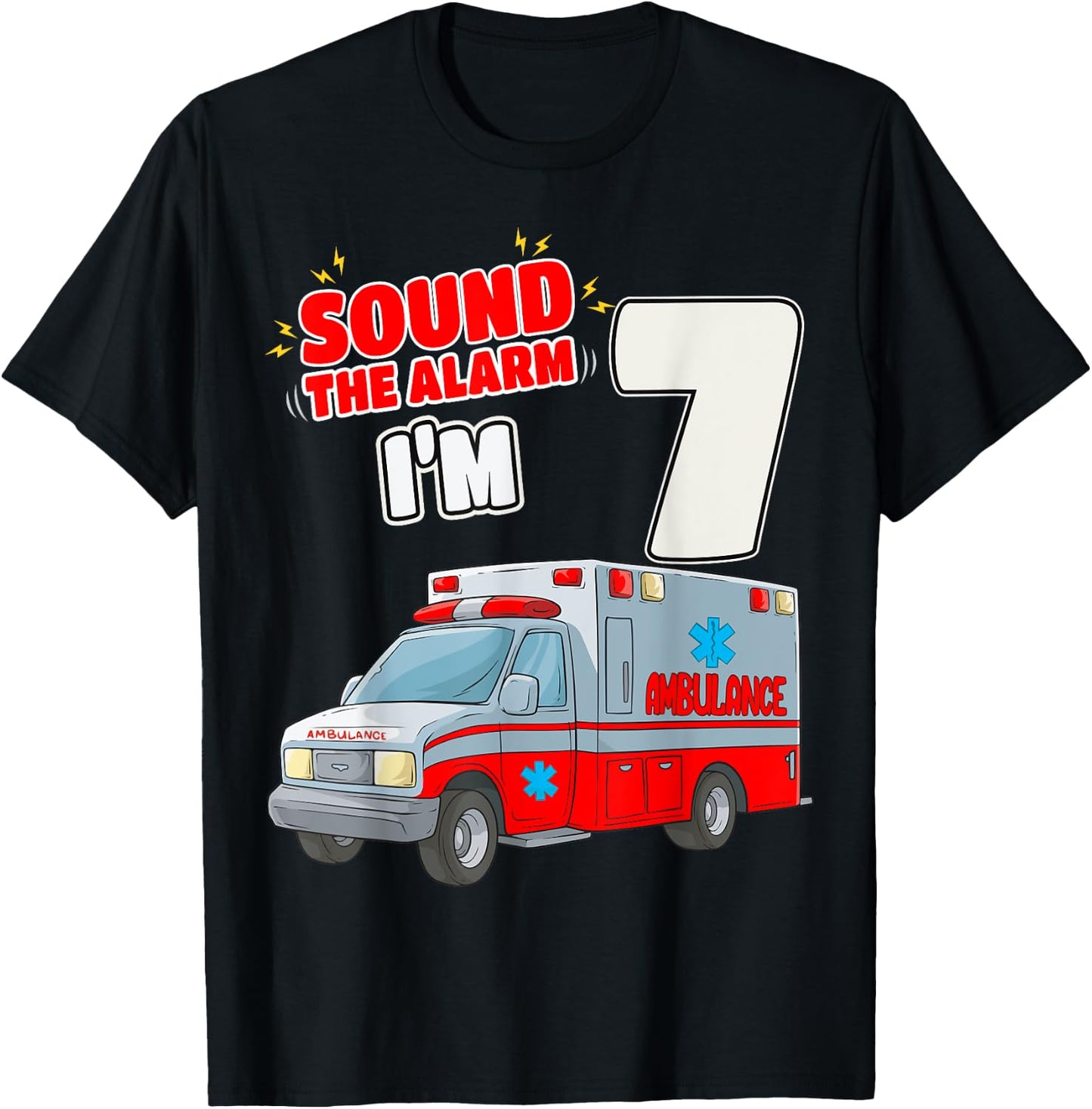 7th Birthday Medical Ambulance EMT 7 Years Old EMS Paramedic T-Shirt - T-Shirt | Black