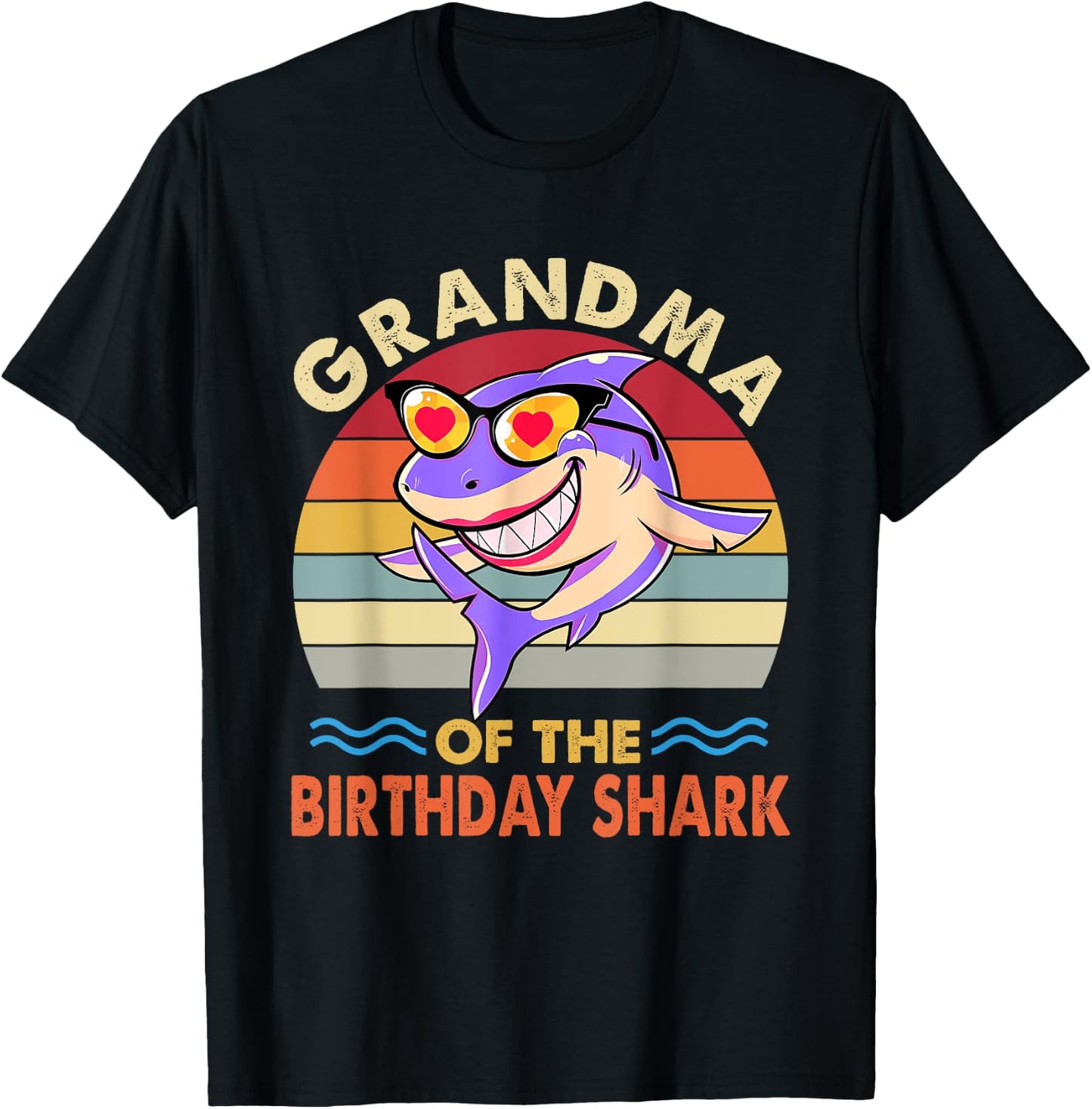 Grandma of the Shark Birthday Matching Family T-Shirt - T-Shirt | Black