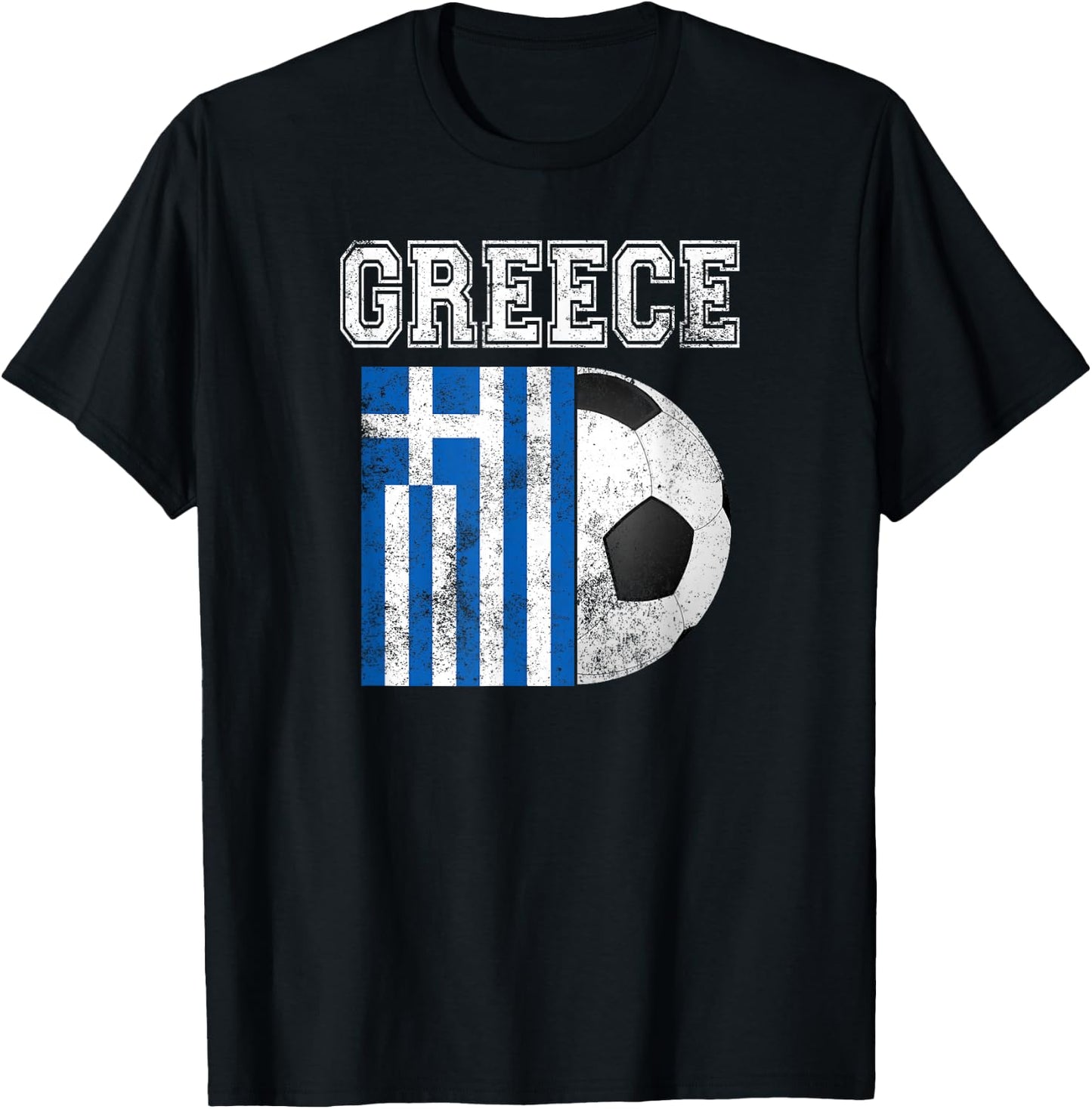 Greece Flag - Soccer Futbol Football T-Shirt - T-Shirt | Black
