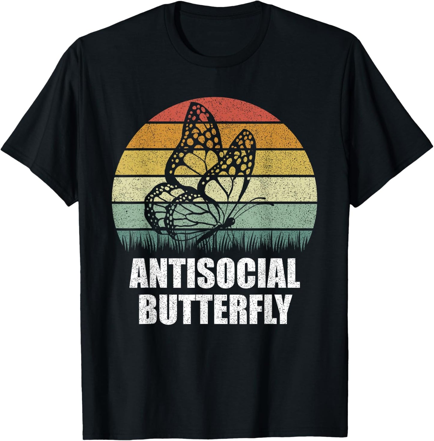Retro Antisocial Butterfly Shirt Funny Gifts For Introverts T-Shirt - T-Shirt | Black