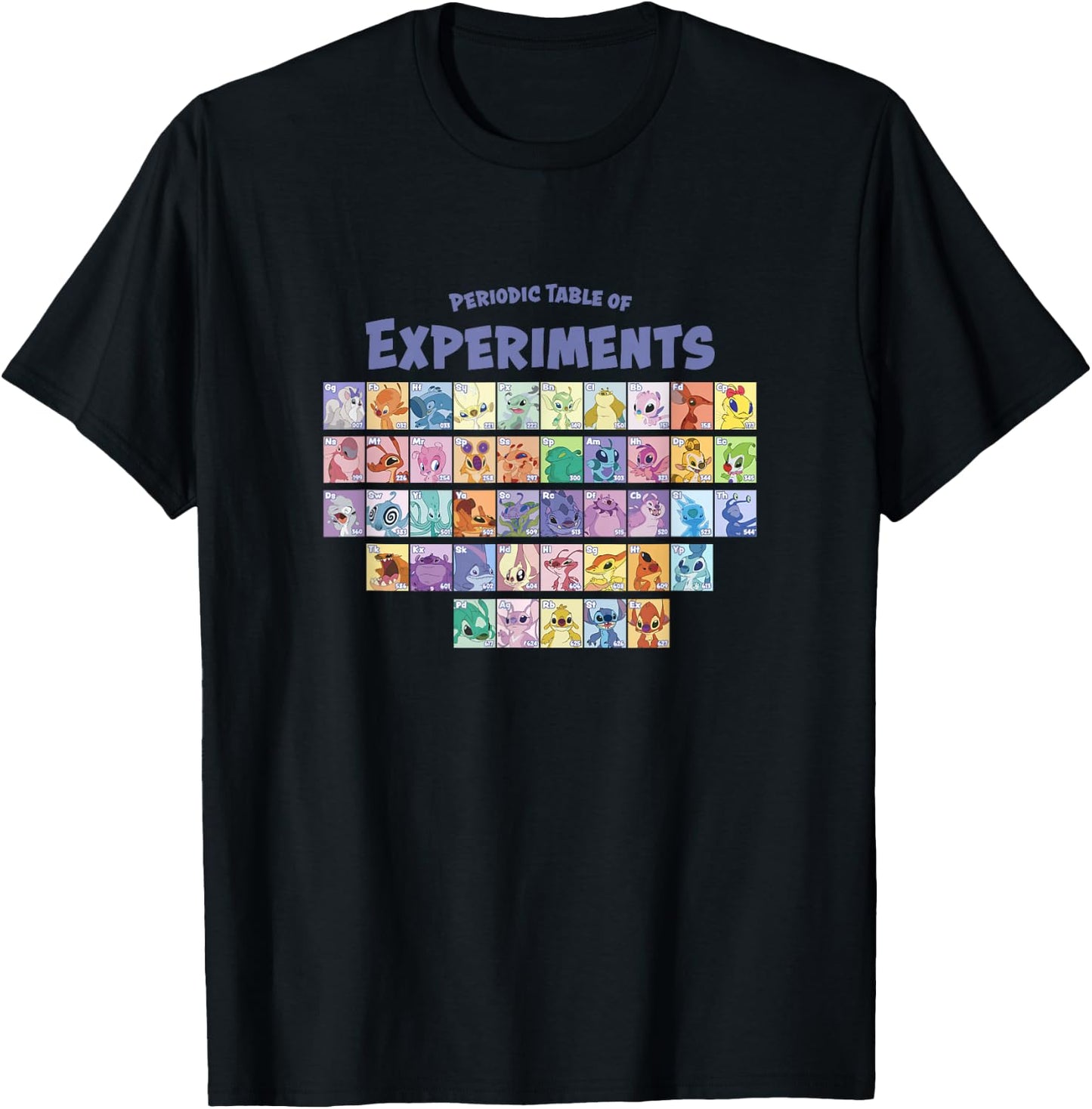 Disney Lilo & Stitch Periodic Table Of Experiments Big Logo T-Shirt - T-Shirt | Black