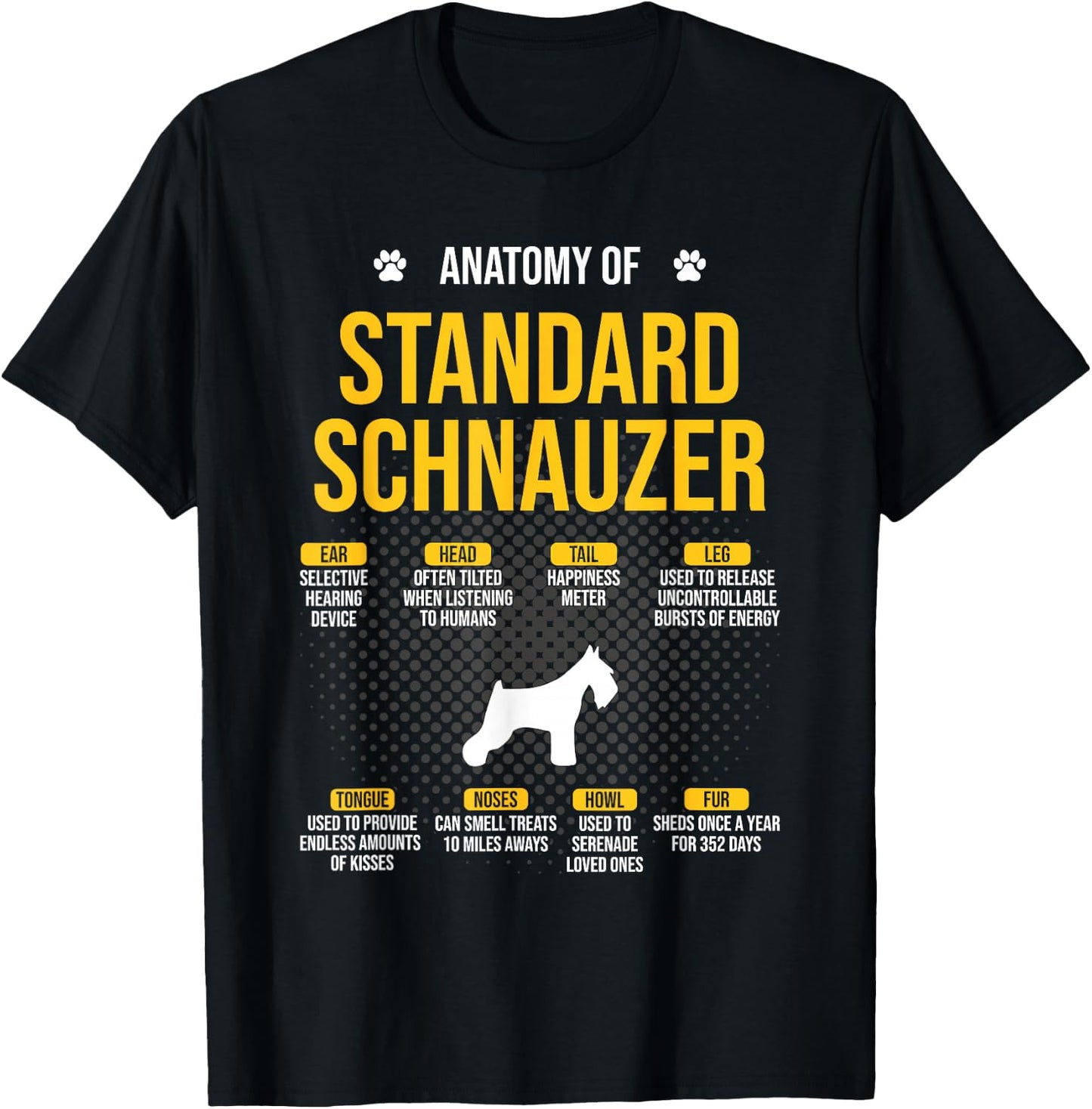 Anatomy Of Standard Schnauzer Dog Lover T-Shirt - T-Shirt | Black