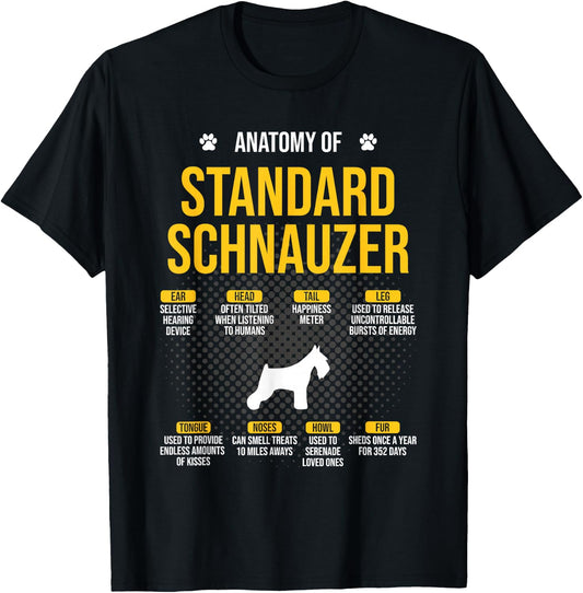 Anatomy Of Standard Schnauzer Dog Lover T-Shirt - T-Shirt | Black