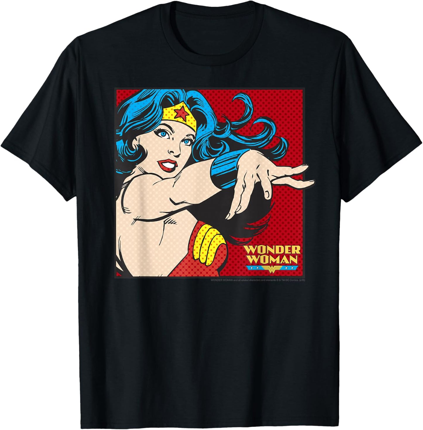 DC Comics Wonder Woman Retro Pop Art Portrait T-Shirt - T-Shirt | Black