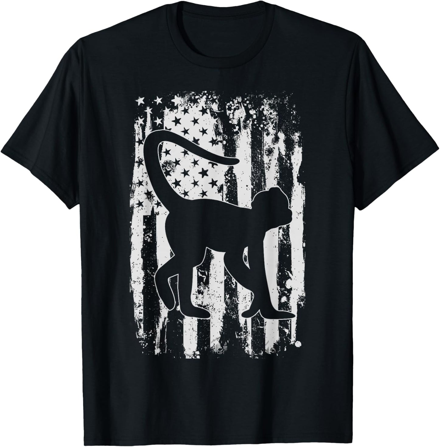 Spider Monkey American Flag Vintage T-Shirt - T-Shirt | Black