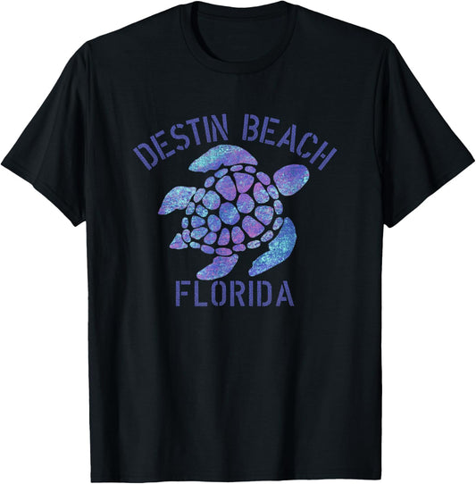 Destin Beach, FL Beach Design / Tribal Turtle Gift T-Shirt - T-Shirt | Black